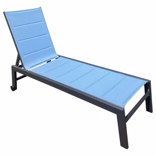 Happy Garden Lettino BARBADOS in textilene grigio-blu - alluminio antracite