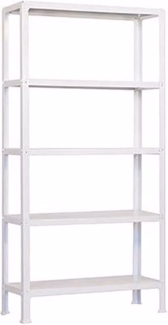 Scaffale in metallo Simon Rack bianco con 5 ripiani H: 180 cm, L: 80 cm, P: 30 cm