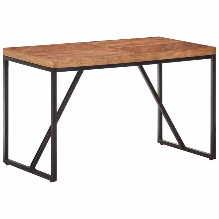 The Living Store Tavolo da pranzo 120x60x76 cm in legno massiccio di acacia e mango