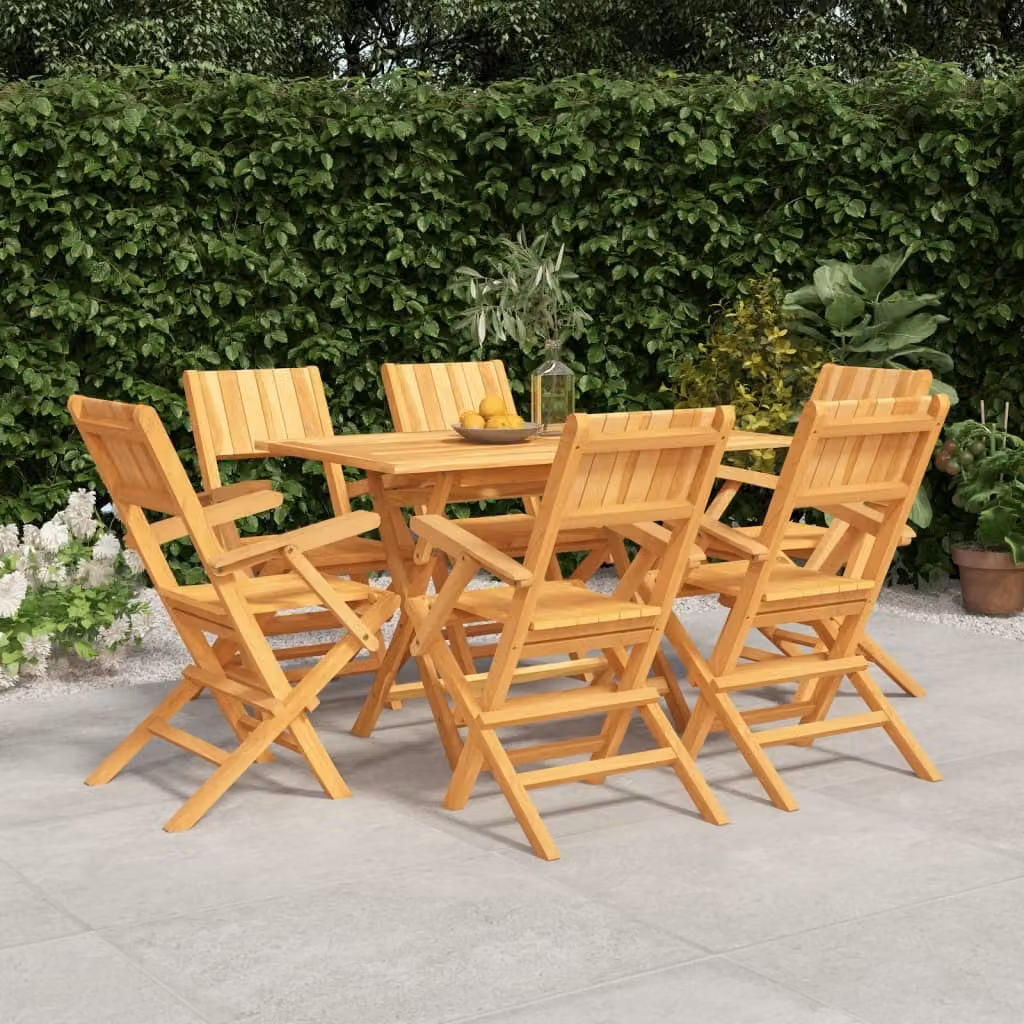 The Living Store 7 pezzi. Set da pranzo da giardino in legno massiccio teak