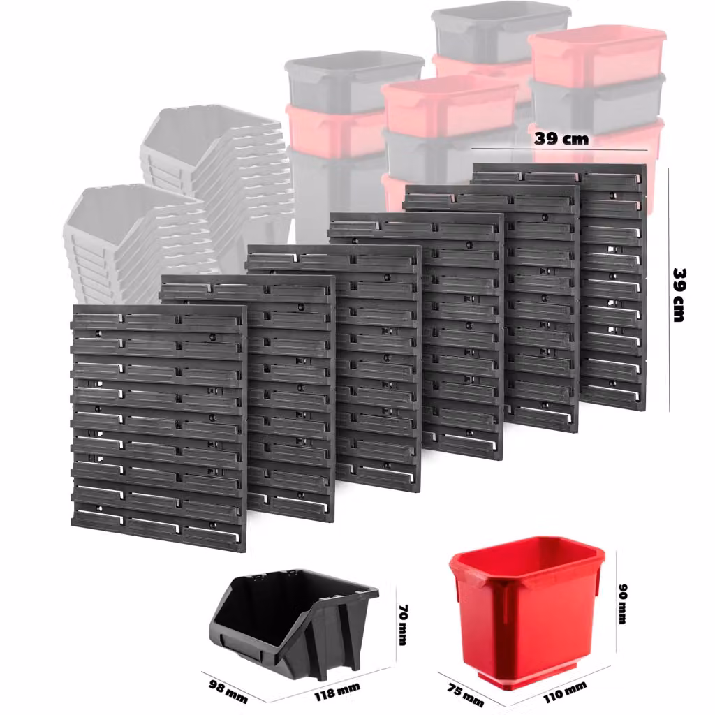 Pannello portautensili da parete KADAX nero in plastica per officina e garage, L: 117 cm, H: 78 cm, P: 77 cm – 2