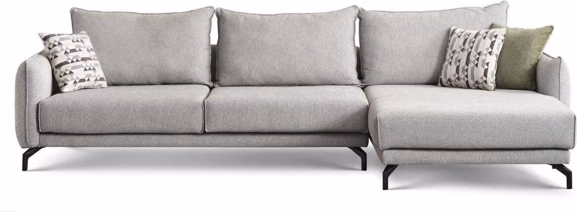 Couch L-Form Ecksofa Wohnlandschaft Große Sofa Grau Modern Polstersofa
