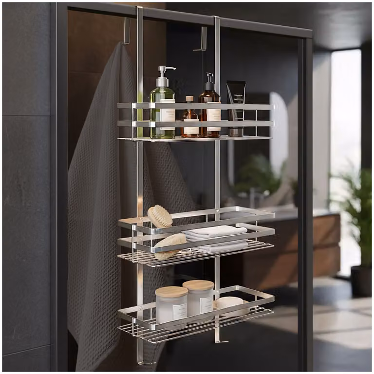 Scaffaletto da appendere per doccia TecTake GmbH in acciaio inox, argento, L: 30 cm, P: 17 cm, H: 80 cm