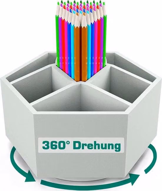 Organizer da scrivania a 7 scomparti, organizer scolastico per materiale di cancelleria e portaoggetti per matite, evidenziatori, penne a sfera e materiale per il bricolage (grigio)