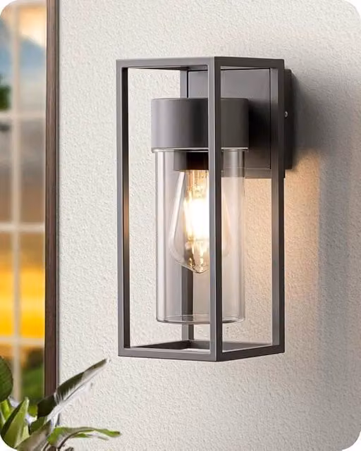 Lampada da parete moderna in alluminio e vetro per esterni ed interni, illuminazione up and down per terrazza e balcone, colore grigio, IP44
