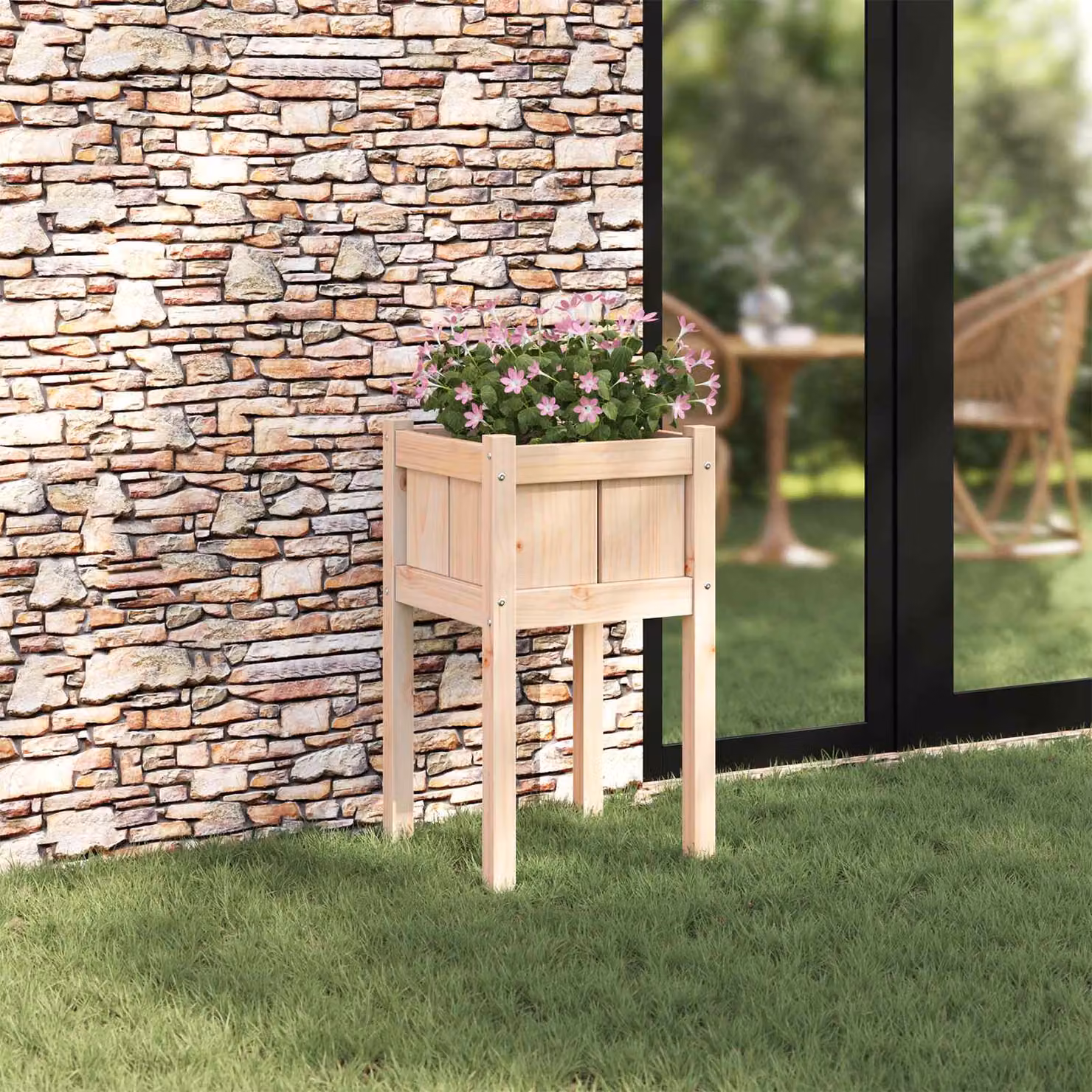 Vaso da giardino vidaXL Natura in pino massello marrone L/P/H: 40 x 40 x 70 cm