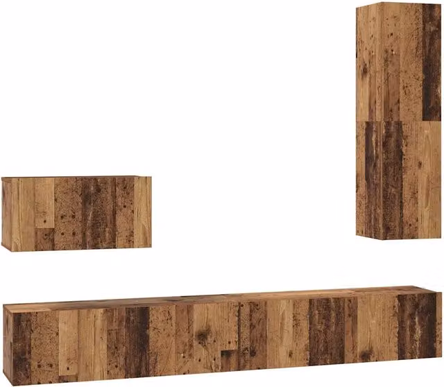 Mobile TV da Parete 4 pz | Armadietto TV | Mobile Porta TV Legno vecchio Legno multistrato