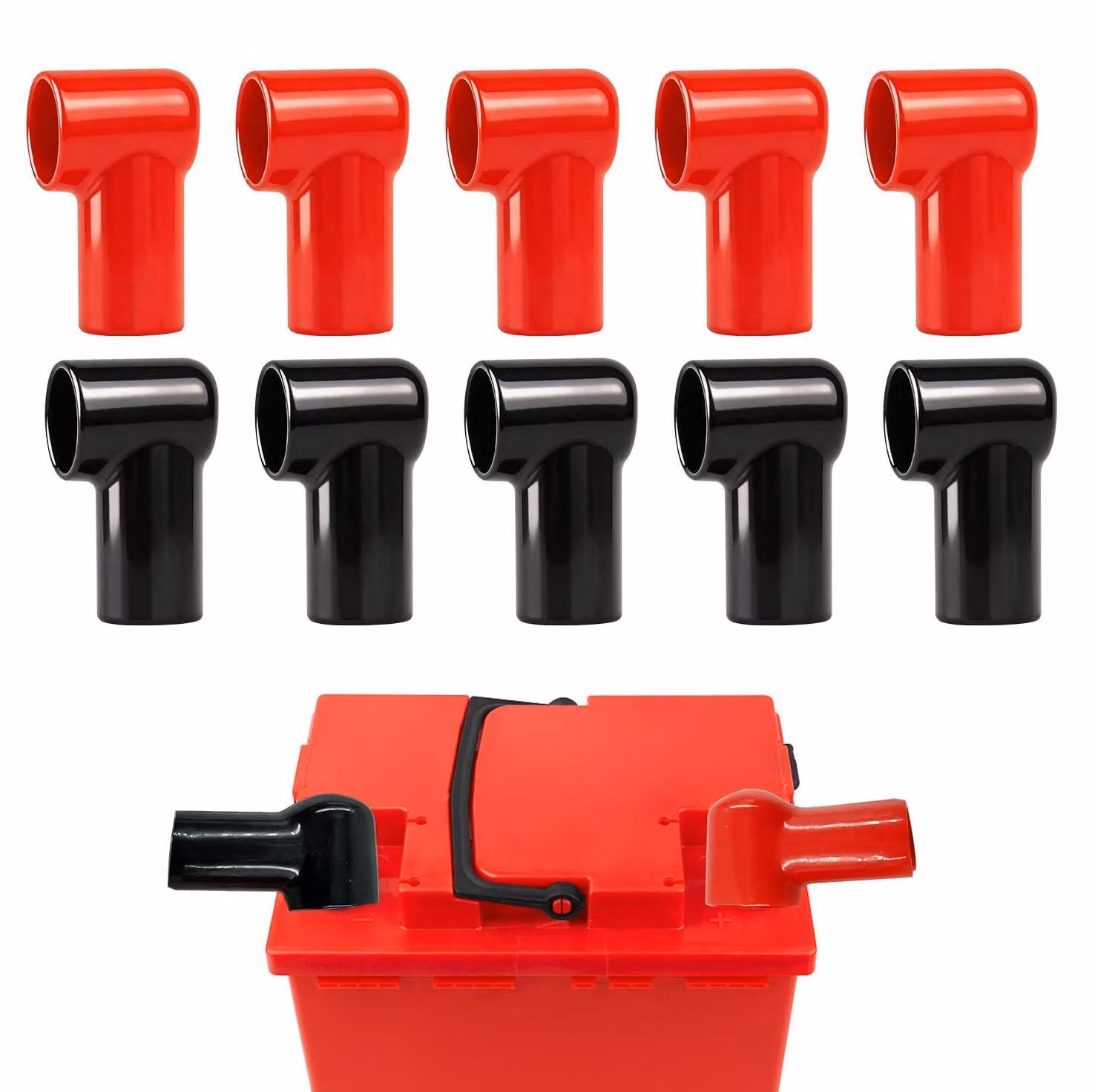 Set di 10 coperture per morsetti della batteria, rosse e nere, in plastica, per collegamenti delle batterie