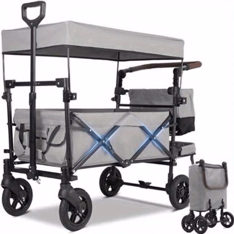 Carrello pieghevole per il trasporto di carichi pesanti - Colore verde scuro - Capacità di carico: 100 kg - Maniglia regolabile