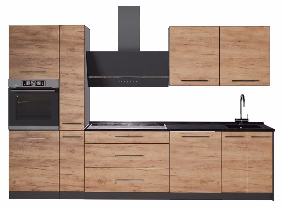 Cucina componibile Vicco Fame-Line Rovere dorato/Antracite 310 cm senza piano di lavoro, Model 64263