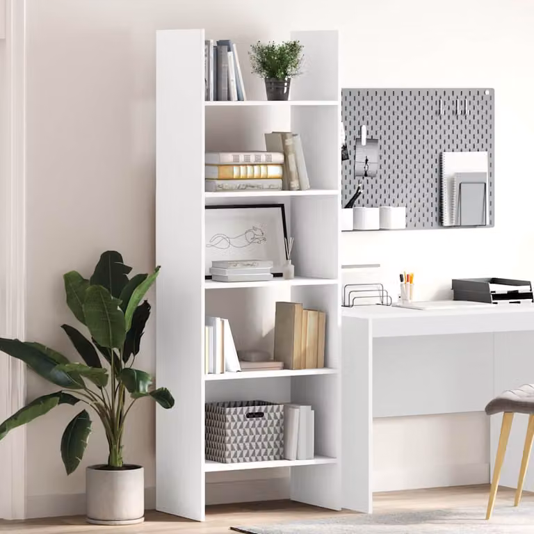 Libreria moderna vidaXL in legno MDF bianca con pannello posteriore L: 60 cm, P: 35 cm, H: 180 cm