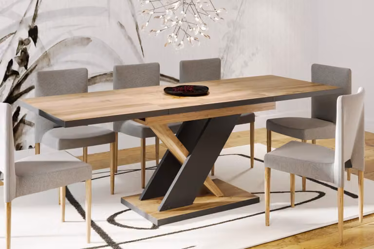 Tavolo da pranzo Endo-Möbel Next 140cm - 220cm tavolo da cucina allungabile Wotan in rovere nero