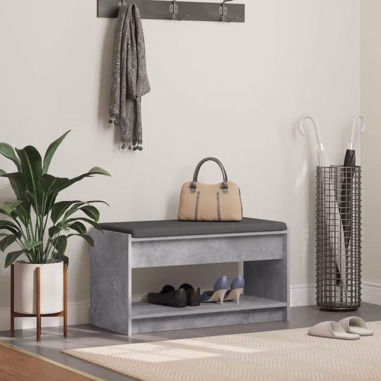Panca per ingresso con portascarpe vidaXL moderna in grigio, L: 83 cm, P: 38 cm, H: 45 cm