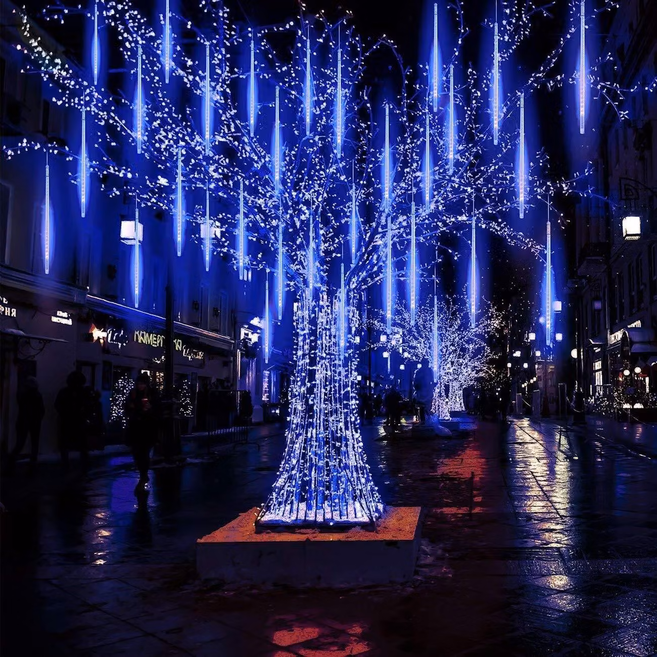288 LED Meteor Shower Fairy Lights Impermeabile Natale Meteor Icicle Lights, Blu