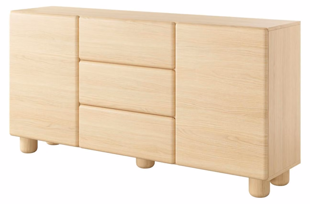 Comò FURNLUX Lomo, colore beige, 161 cm / Colore principale: beige / Dimensioni: 161 x 81 x 38 cm