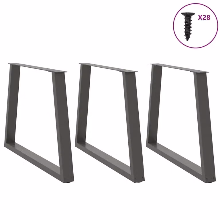 Set di 3 gambe per tavolo da pranzo a forma di X vidaXL in metallo antracite opaco H: 72-73,3 cm x L: 100 cm