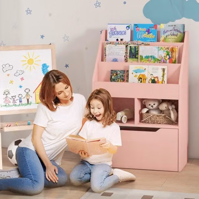 Libreria per bambini REDOM con cassetto in MDF rosa L: 60 cm, P: 29,9 cm, H: 90 cm