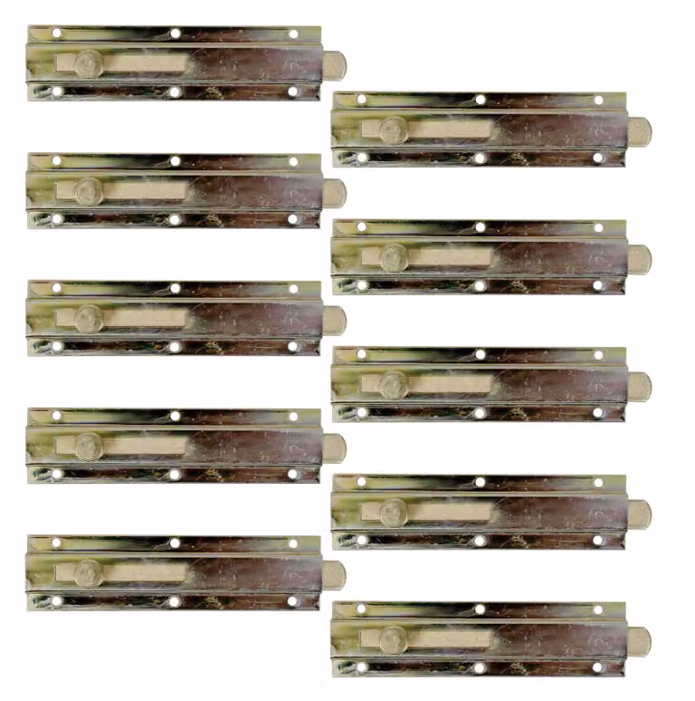 Alberts 835651 Serratura per porta, con maniglia a pomello, senza occhiello, zincata gialla, 150 x 40 mm, set da 10