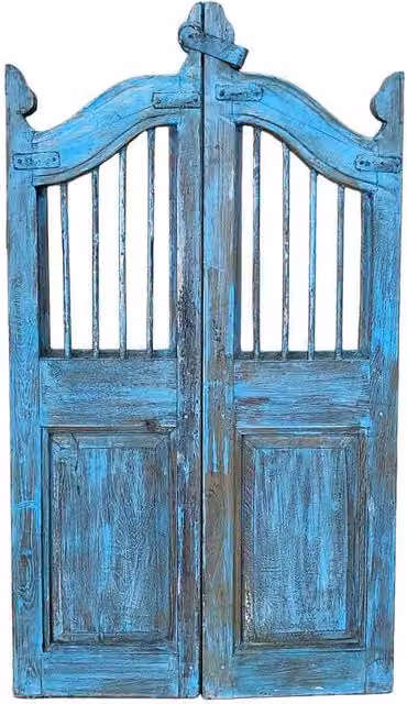 Porta artigianale in legno stile rustico Wanderlust Deco colore blu L: 80 cm, P: 3 cm, H: 103 cm – 1