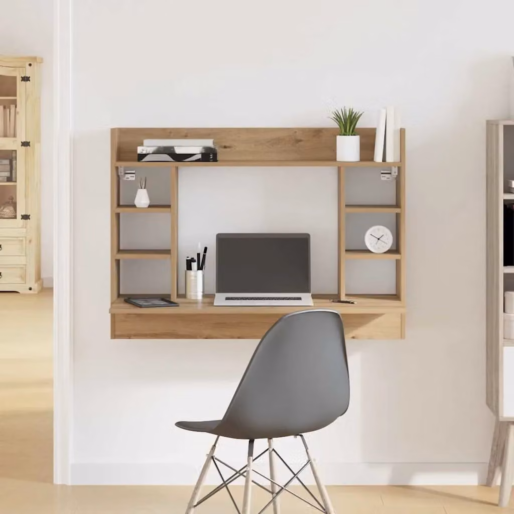 Scrivania a parete moderna vidaXL in legno rovere marrone L: 105 cm, P: 48 cm, H: 75 cm