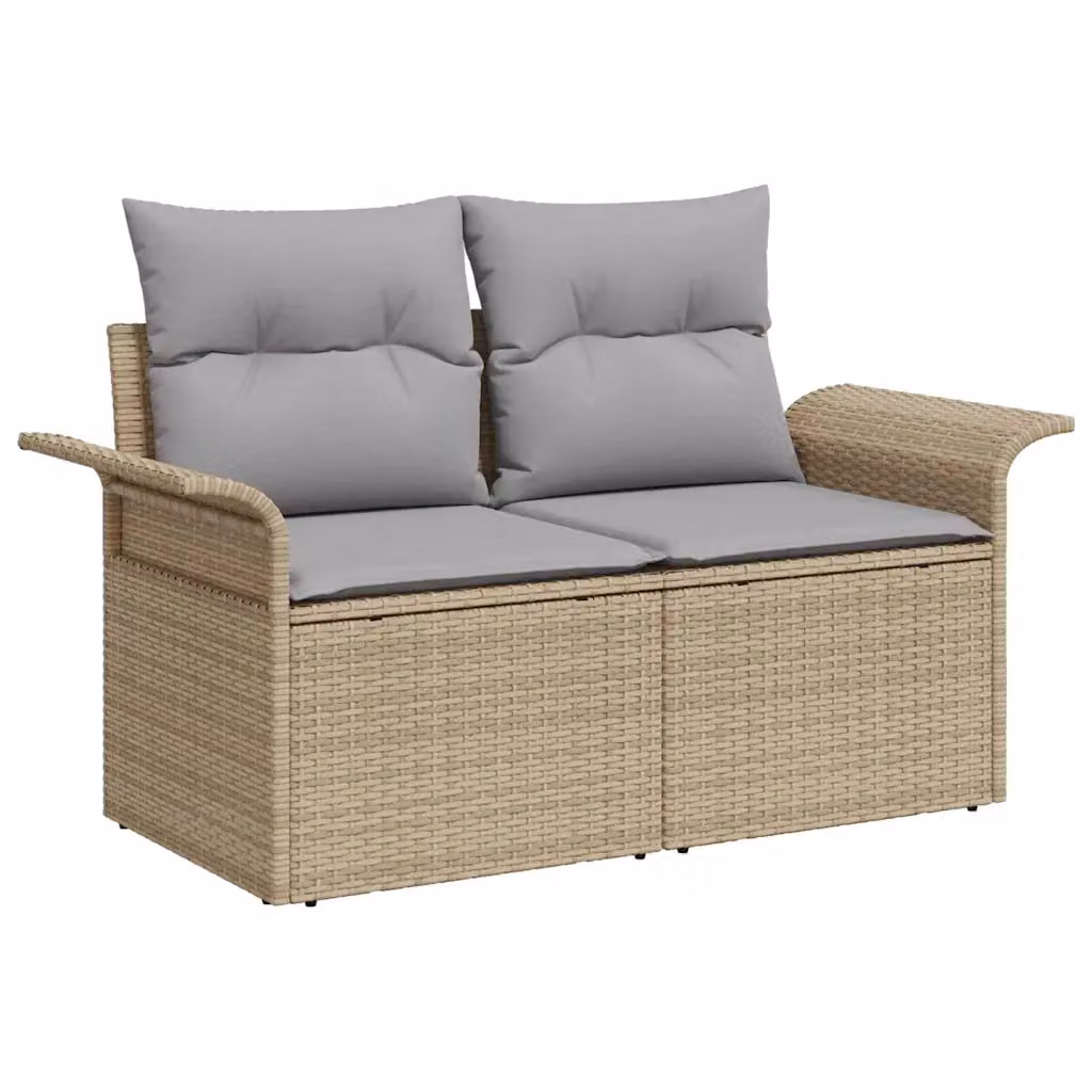 Set Divano da Giardino Moderno vidaXL 6 Pezzi Beige con Cuscini e Tavolino in Rattan e Metallo