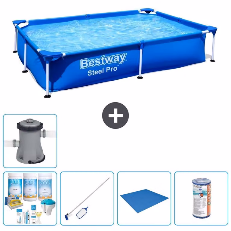 Bestway Steel Pro, piscina rettangolare - 221x150x43 cm - 6 pezzi - Modello S22064
