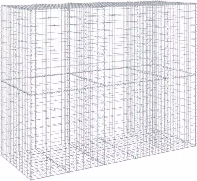 Gabbione muro di contenimento con coperchio in ferro zincato argento L 250 cm x P 100 cm x H 200 cm