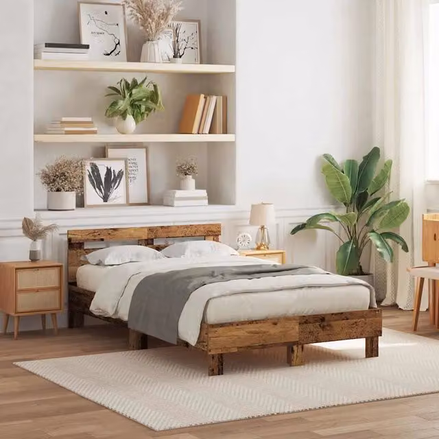 Letto con testiera in legno effetto vecchio marrone vidaXL L/P/H: 120 x 200 x 97 cm – 1