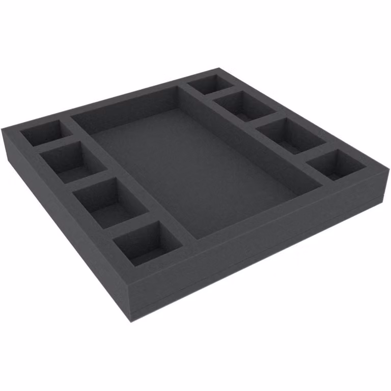 Inserto in schiuma 285x285x40 mm con 9 scomparti per giochi da tavolo