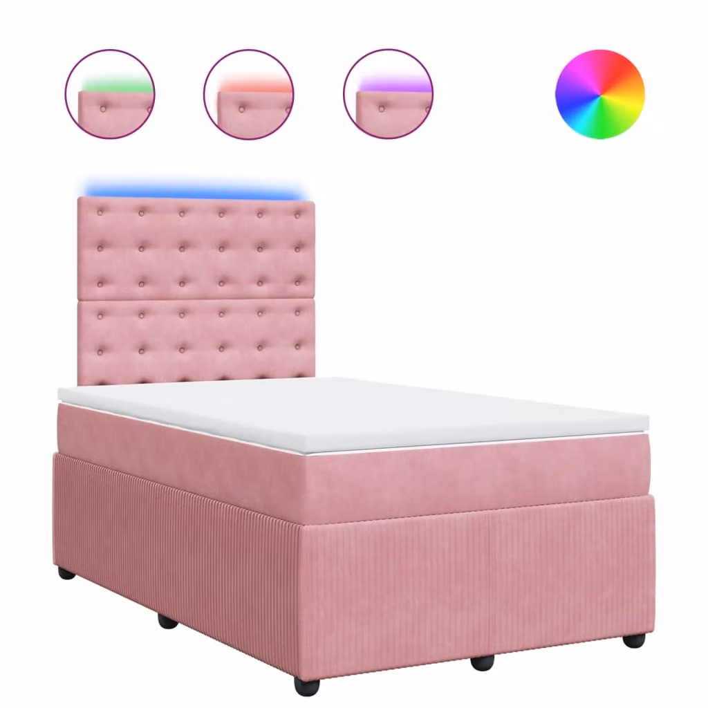 Giroletto a Molle con Materasso Rosa 120x190 cm in Velluto