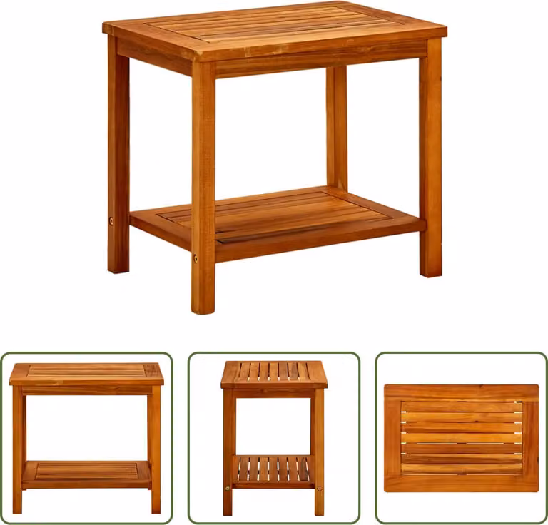 The Living Store tavolino 50x35x45 cm in legno massiccio di acacia