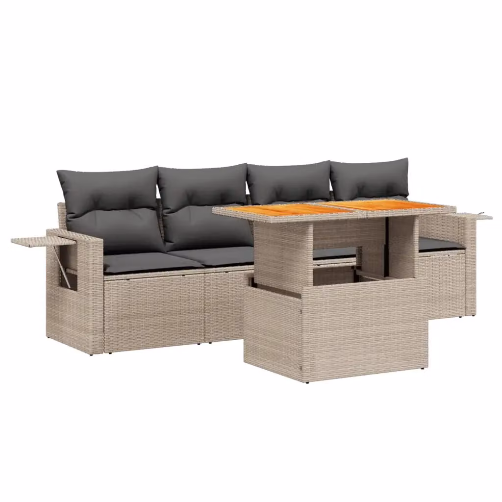 Set Divano da Giardino vidaXL 5 pz in Polyrattan Grigio con Cuscini e Tavolino – 2