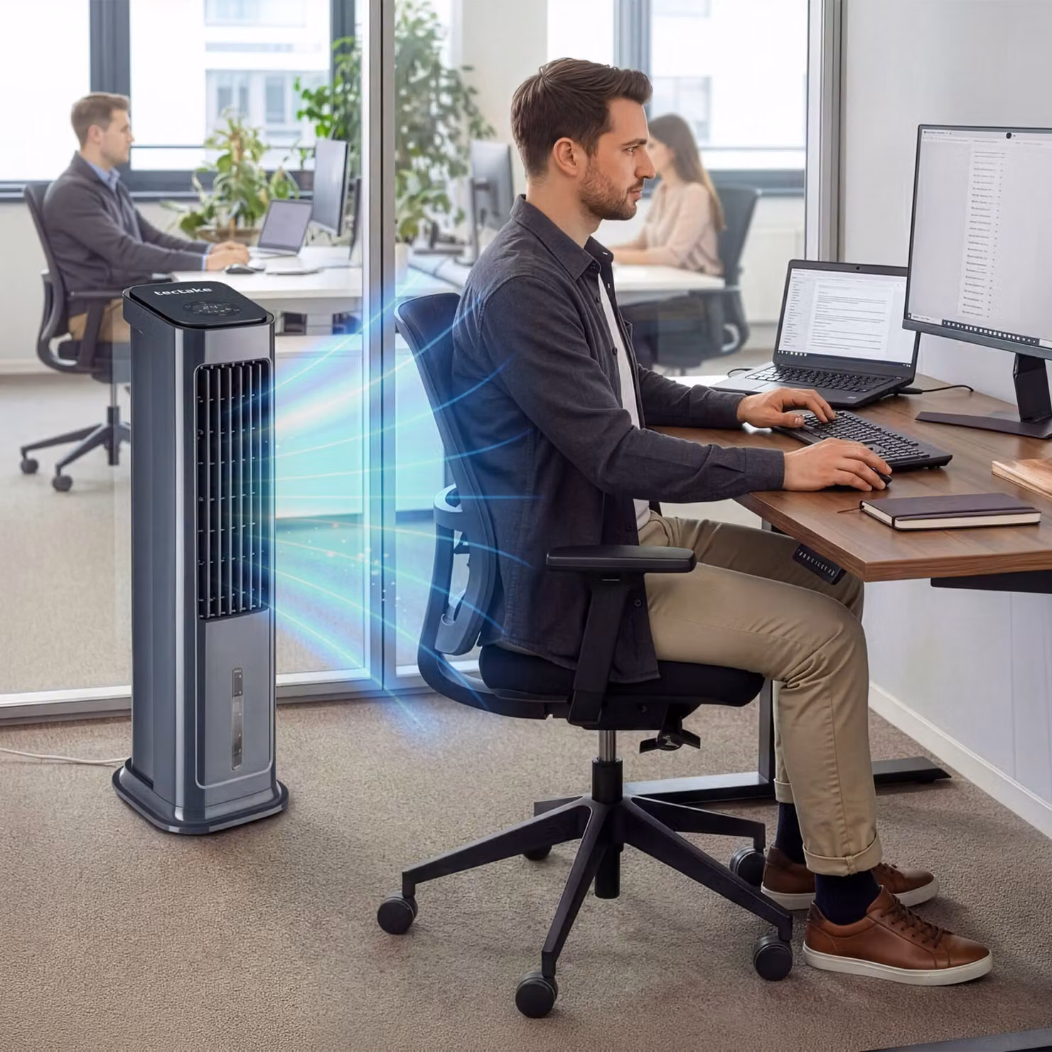 Raffreddatore d'aria Alaska 4in1 TecTake GmbH, colore antracite, con serbatoio dell'acqua da 5 l, telecomando, timer, modalità notte e oscillazione – 2