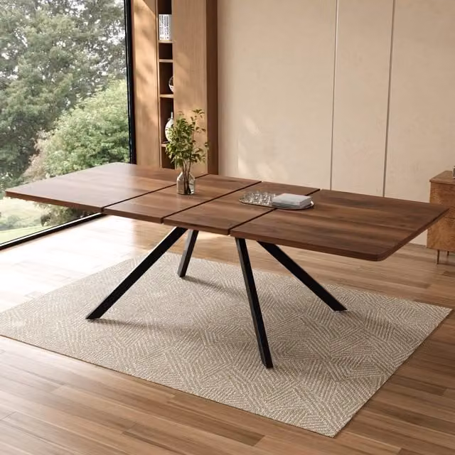 Tavolo da pranzo rettangolare allungabile WISHDOR in MDF color marrone opaco, L/P/H: 160/200/240 x 90 x 75 cm