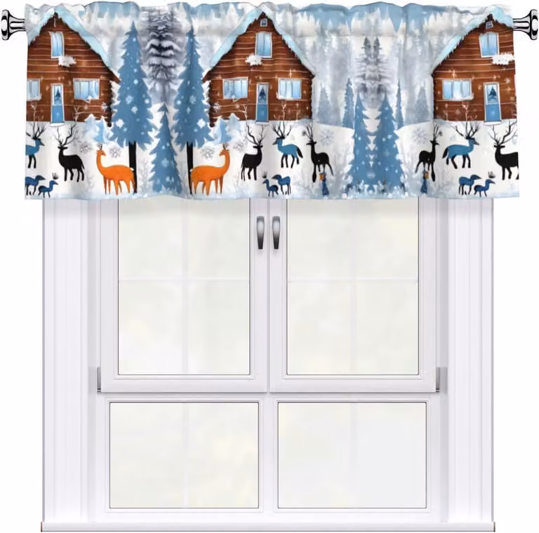 Tenda a rullo invernale con motivo di cerbiatto, dimensioni 137,2 x 45,7 cm, facile da installare, ideale per decorare finestre in cucine, camere da letto e altri ambienti