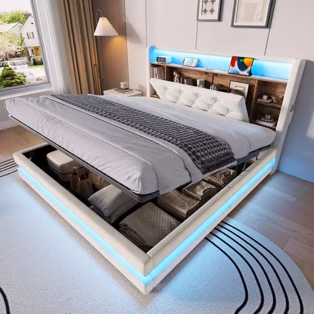 letto imbottito velluto beige 140 x 200 cm