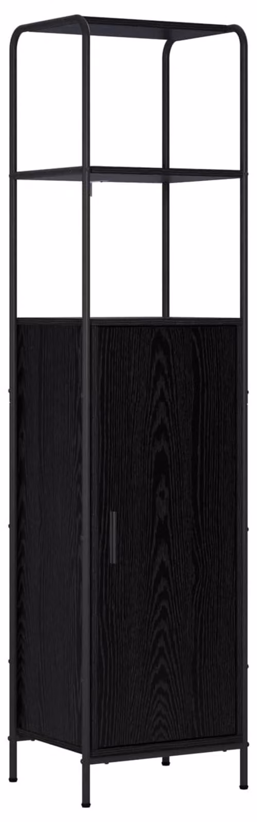 Mobile contenitore alto, finitura effetto legno nero, dimensioni 40 x 33 x 161 cm, realizzato in materiale composito di legno