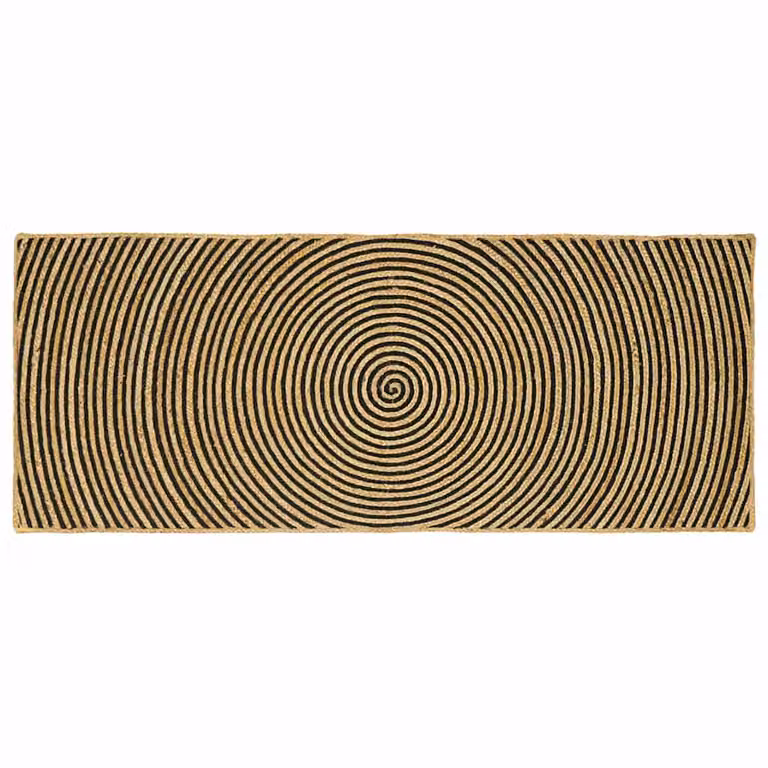 Tappeto da area moderno vidaXL in juta nero e beige, L 80 cm x P 200 cm