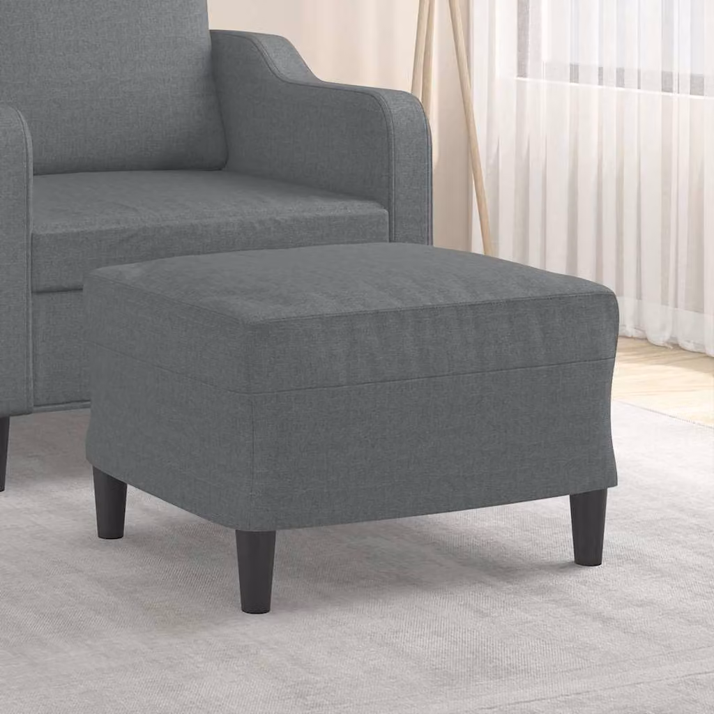 vidaXL Poggiapiedi Moderno in Tessuto Grigio con Struttura in Legno L: 60 cm, P: 50 cm, H: 41 cm