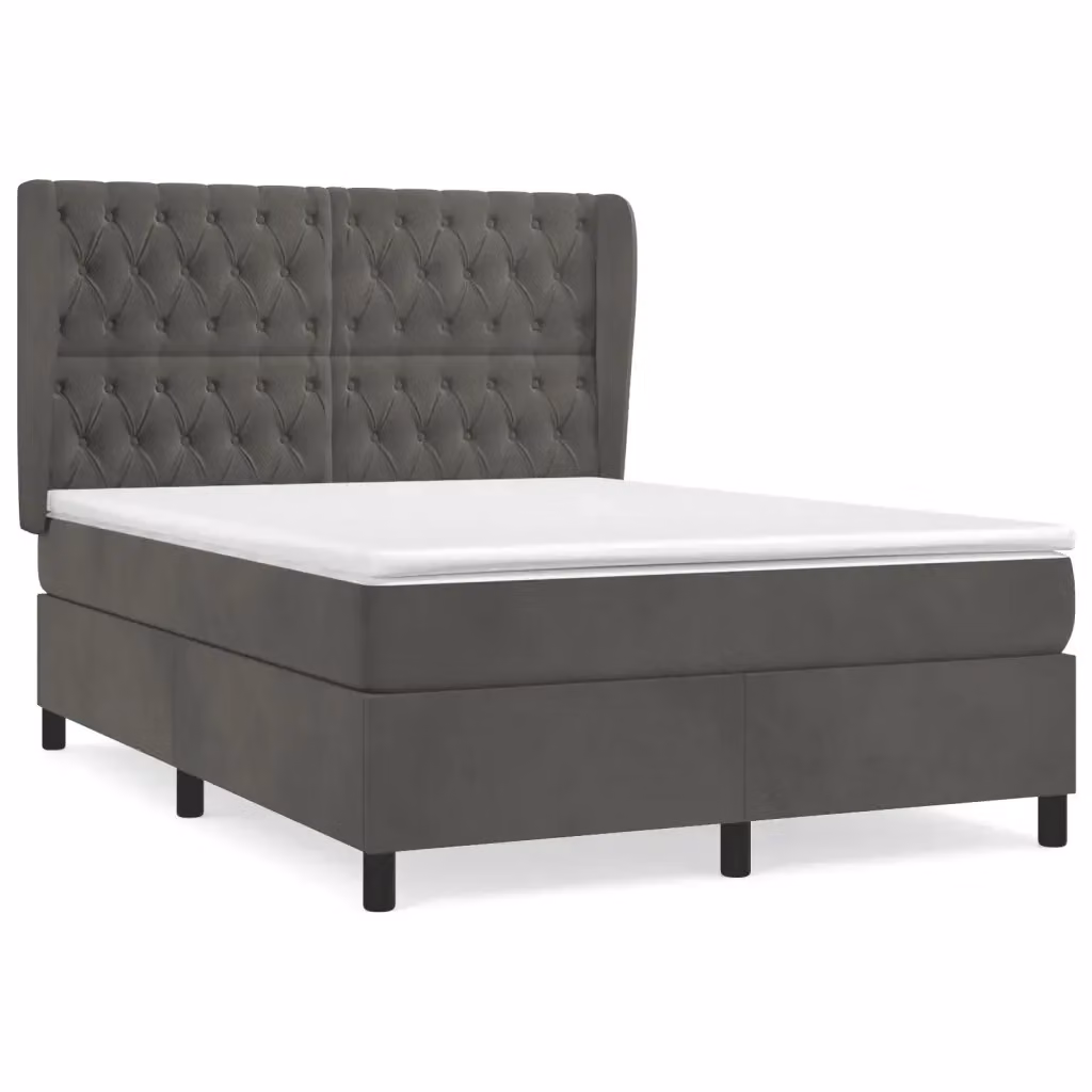 Letto Ibrido vidaXL con Struttura in Legno di Larice e Rivestimento in Velluto Grigio e Bianco L/P/H: 140 x 190 x 128 cm – 2