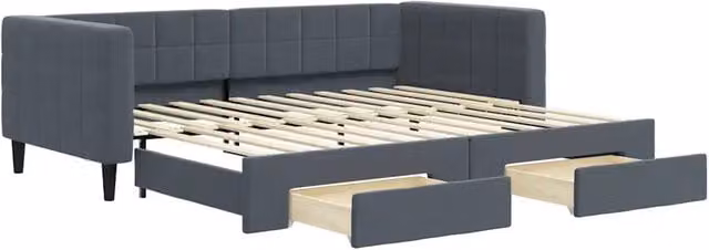 Divano letto | Sof¨¤ letto | Letto singolo Estraibile Cassetti Grigio Scuro 90x200cm Velluto