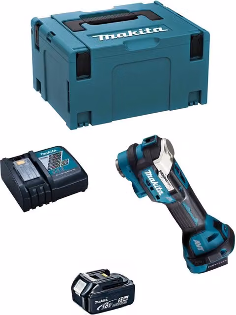 Utensile Multifunzione Makita DTM52RTJ1 con Batteria da 5,0Ah, Caricatore DC18RC e Sistema di Trasporto Makpac – 1