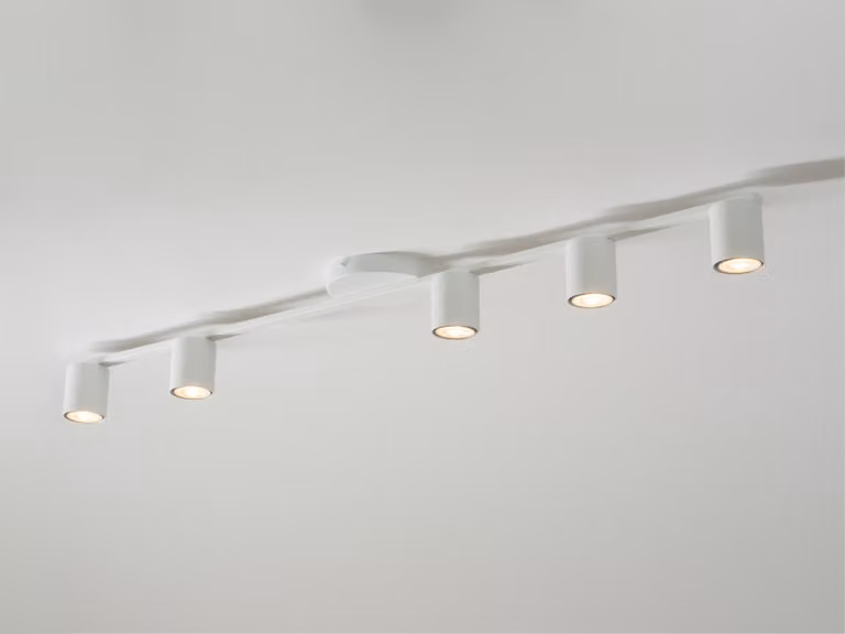 Faretto spot bianco Sky 5xGU10x25W in metallo, dimensioni: 11x110x14 cm, IP20, Sigma Lighting