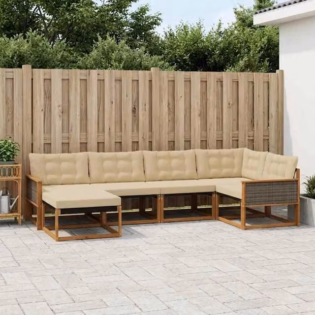 Set di divani da esterno 6 pz Naturale e Beige 3381533
