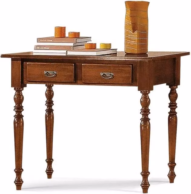 Scrivania classica in legno con 2 cassetti Mobili 2G colore marrone L: 105 cm, P: 55 cm, H: 80 cm