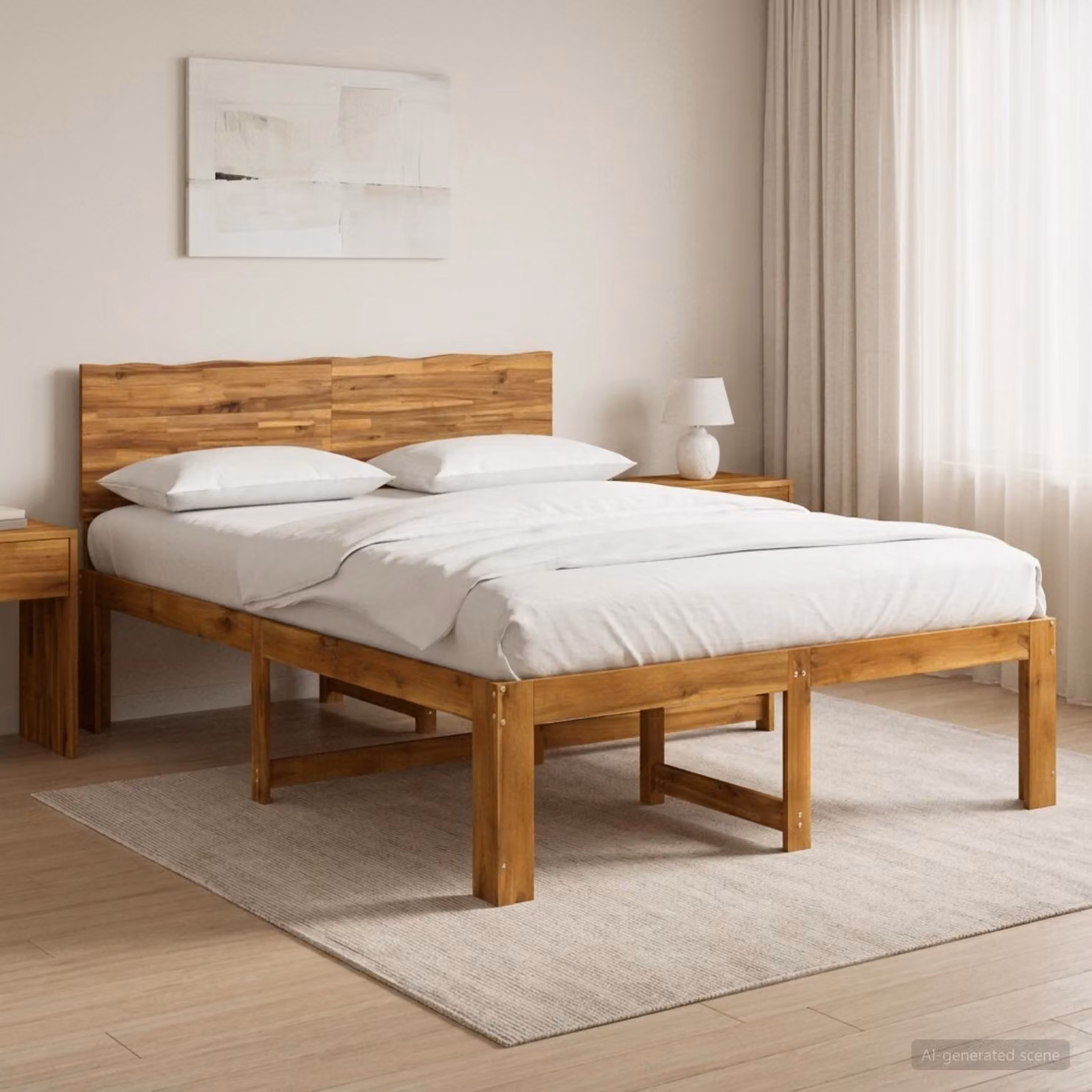 Letto matrimoniale con testiera vidaXL ROSTOCK in legno di acacia marrone L/P/H: 160 x 200 x 164 cm