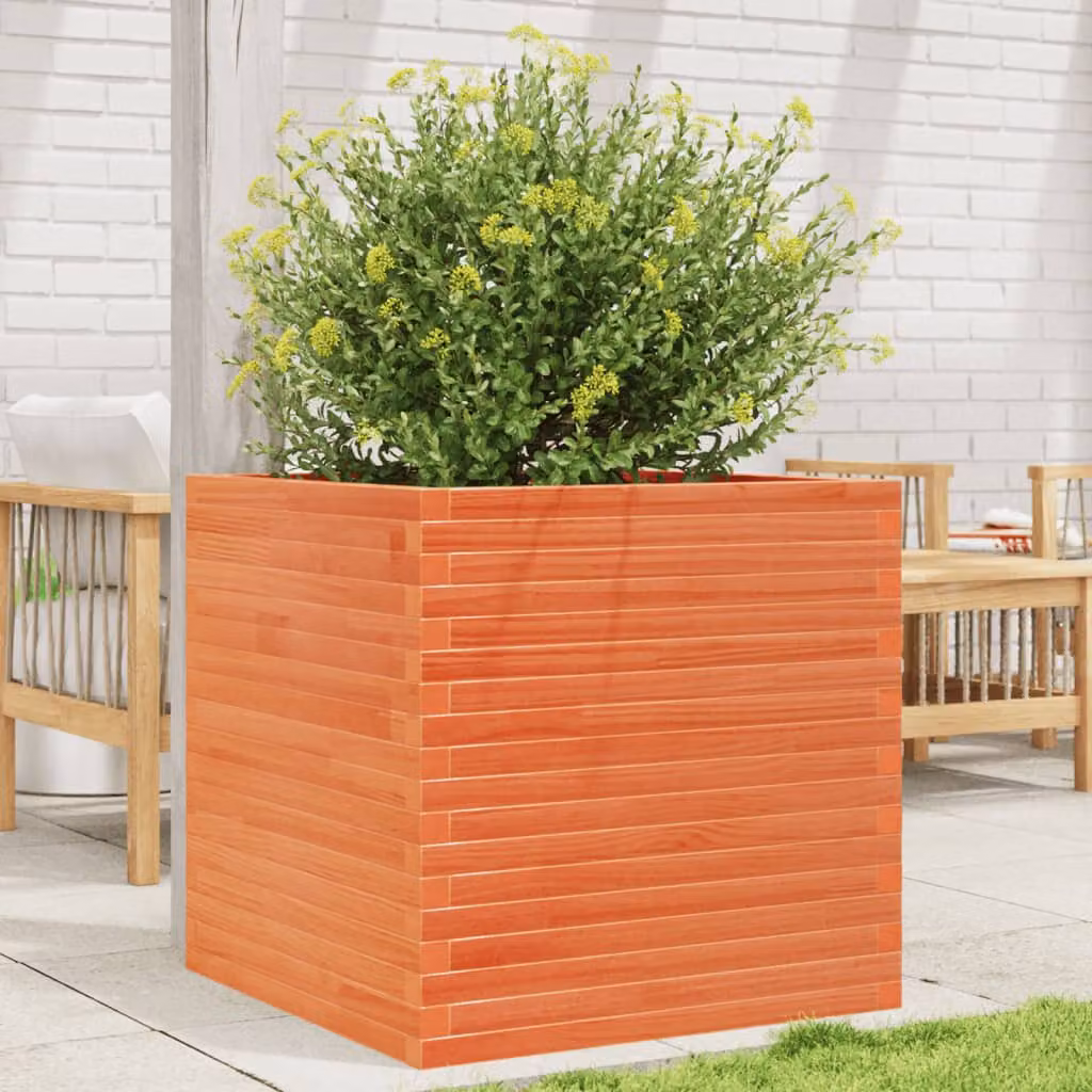 Fioriera da giardino vidaXL in legno marrone e arancione L/P/H: 70 x 70 x 68,5 cm