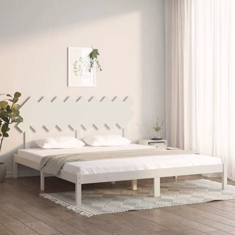 The Living Store Letto in legno massiccio bianco 180x200 cm