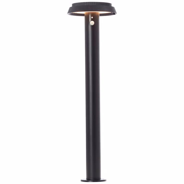 BRILLANTE lampada solare nera da terra per esterni ALVERO | con rilevatore di movimento | 4W 500lm 3000K | altezza 50 cm | metallo/plastica