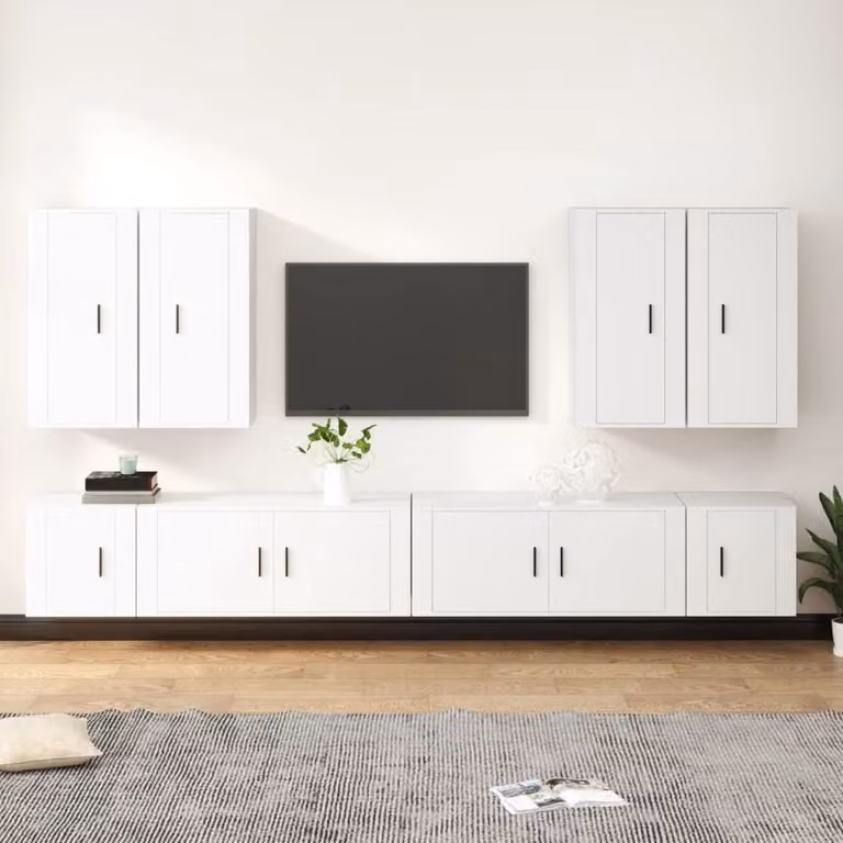 Set Mobili Porta TV vidaXL 8 Pezzi Bianco in Legno e MDF per Soggiorno